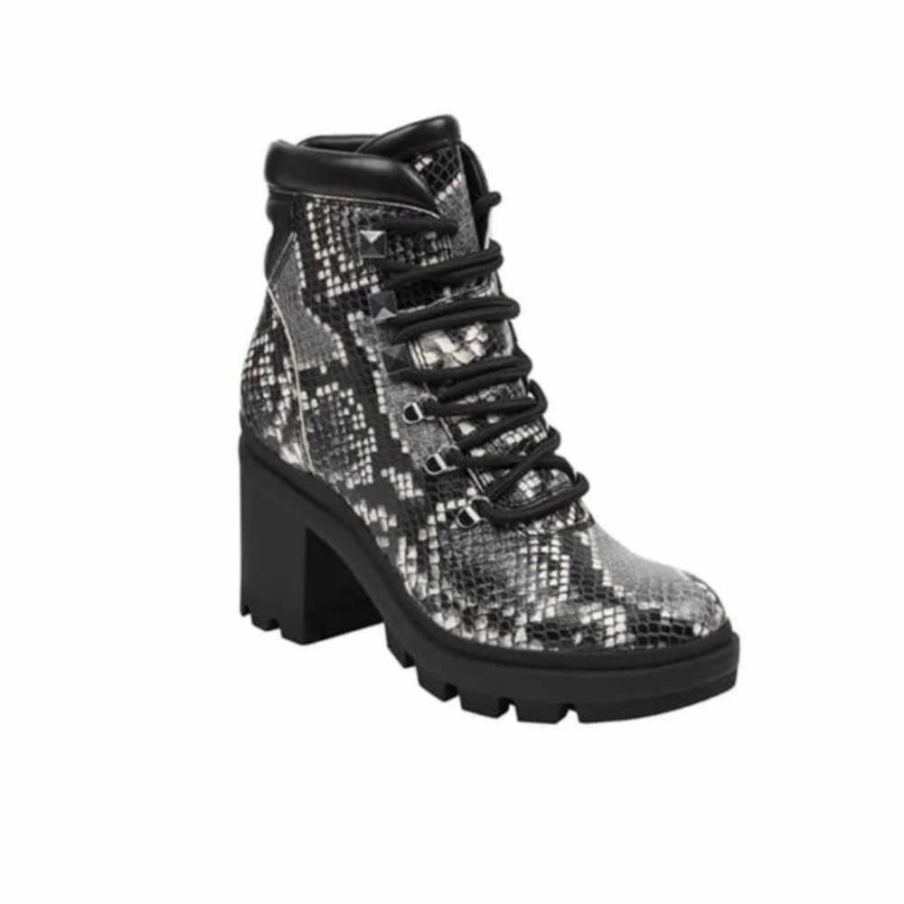 Marc Fisher Kini 2 Snakeskin Printed Boots with Lug Sole, Size 6.5